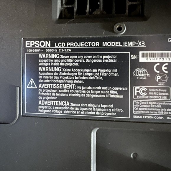 EPSON LCD Projector MODEL : EMP-X3 100/240V 50/60HZ 2.9-1.2A - Picture 12 of 13